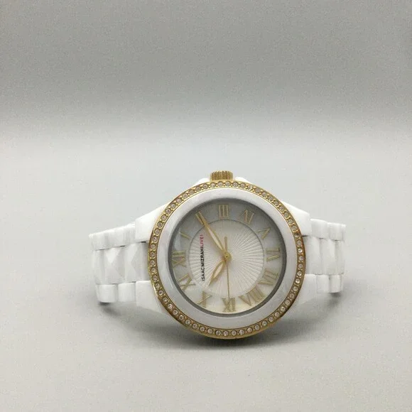 Isaac Mizrahi Live Womens Watch 36mm White Dial Crystals New Battery 6.75" - Picture 5 of 14